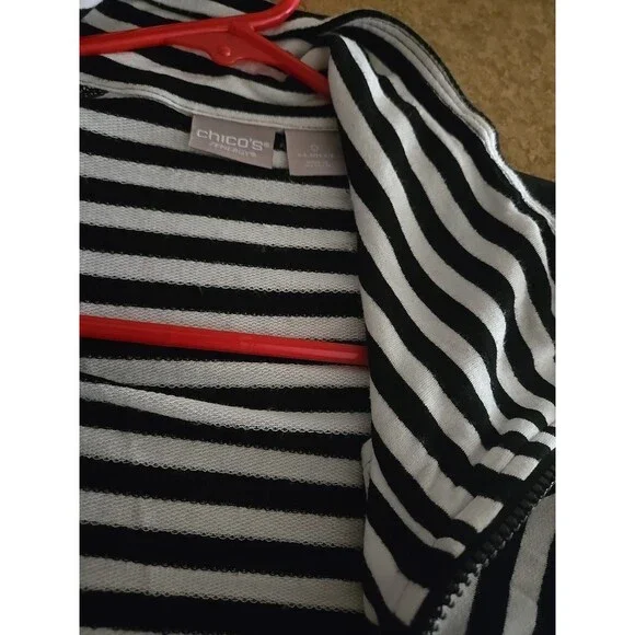 ZENERGY CHICOS Black White Striped Zip Knit Neema Jacket Top 0 US Womens  Casual - Picture 9 of 16